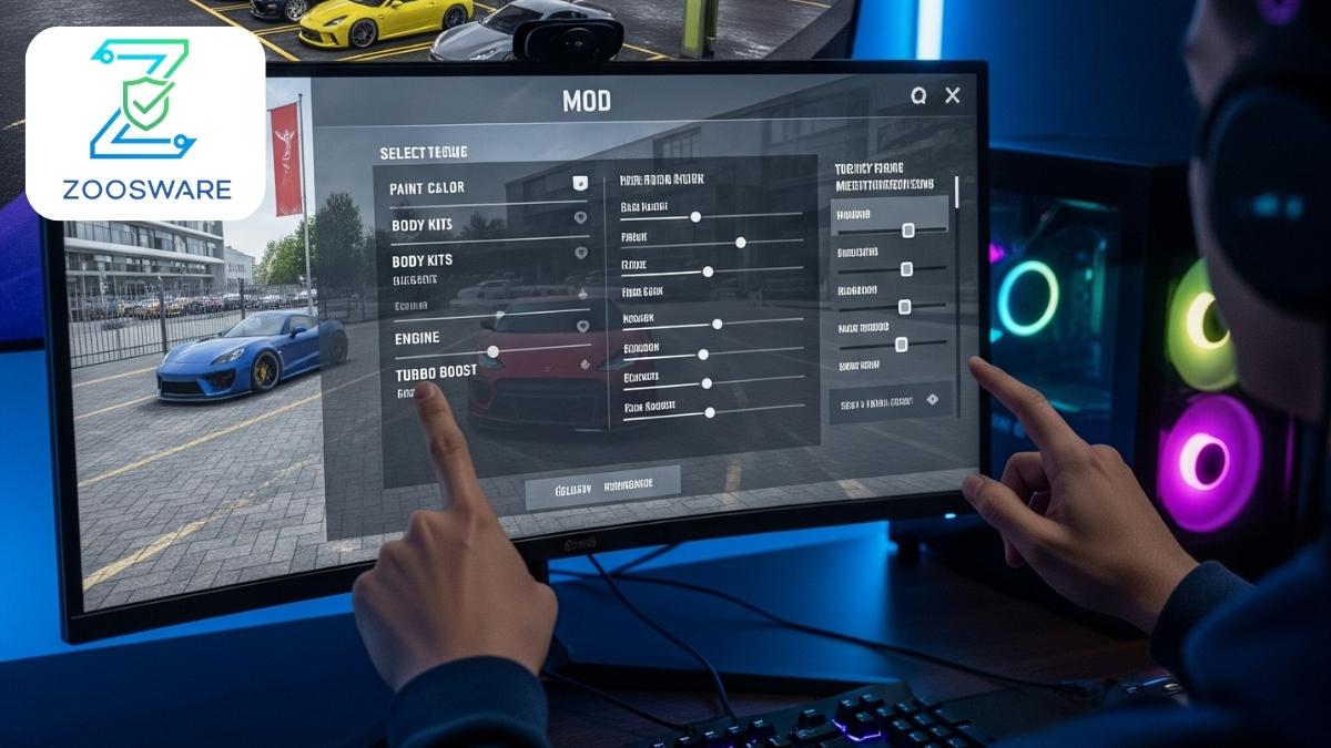 Car Parking Multiplayer player adjusting settings in the MOD menu, highlighting the customization options.